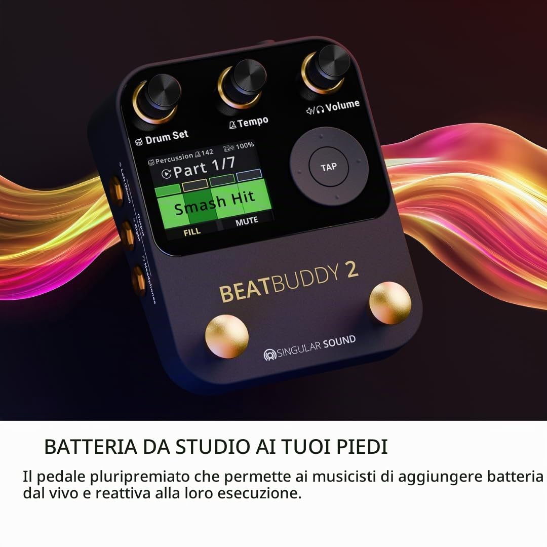 Singular Sound BeatBuddy Mini 2 Pedale effetti (9 set di batteria, 24 generi, oltre 200 stili, pedale per batteria per chitarra e basso, facile da usare, con display LED)