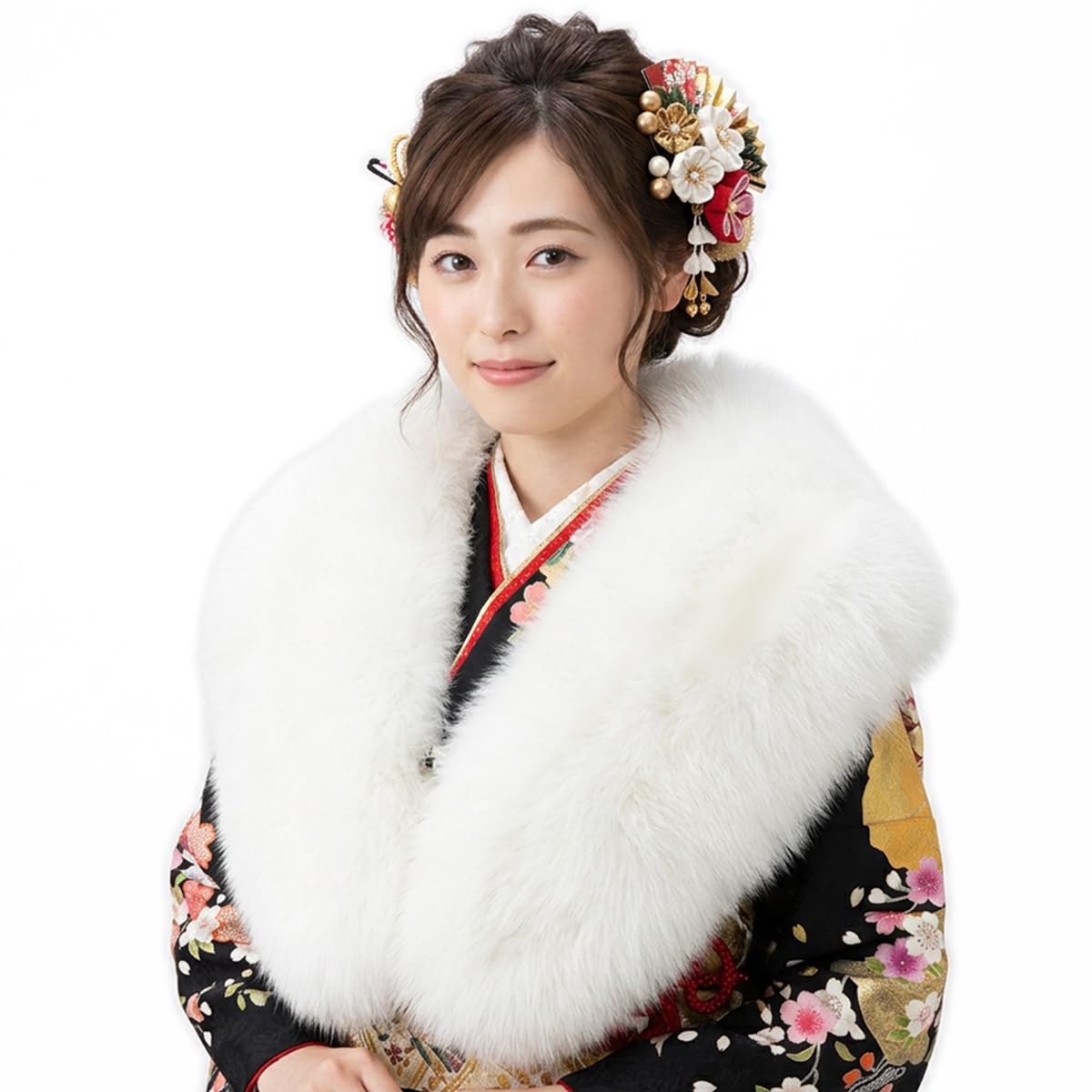 Amazon | [京都うさぎ堂] 毛皮 シャドーフォックスショール 白い毛皮
