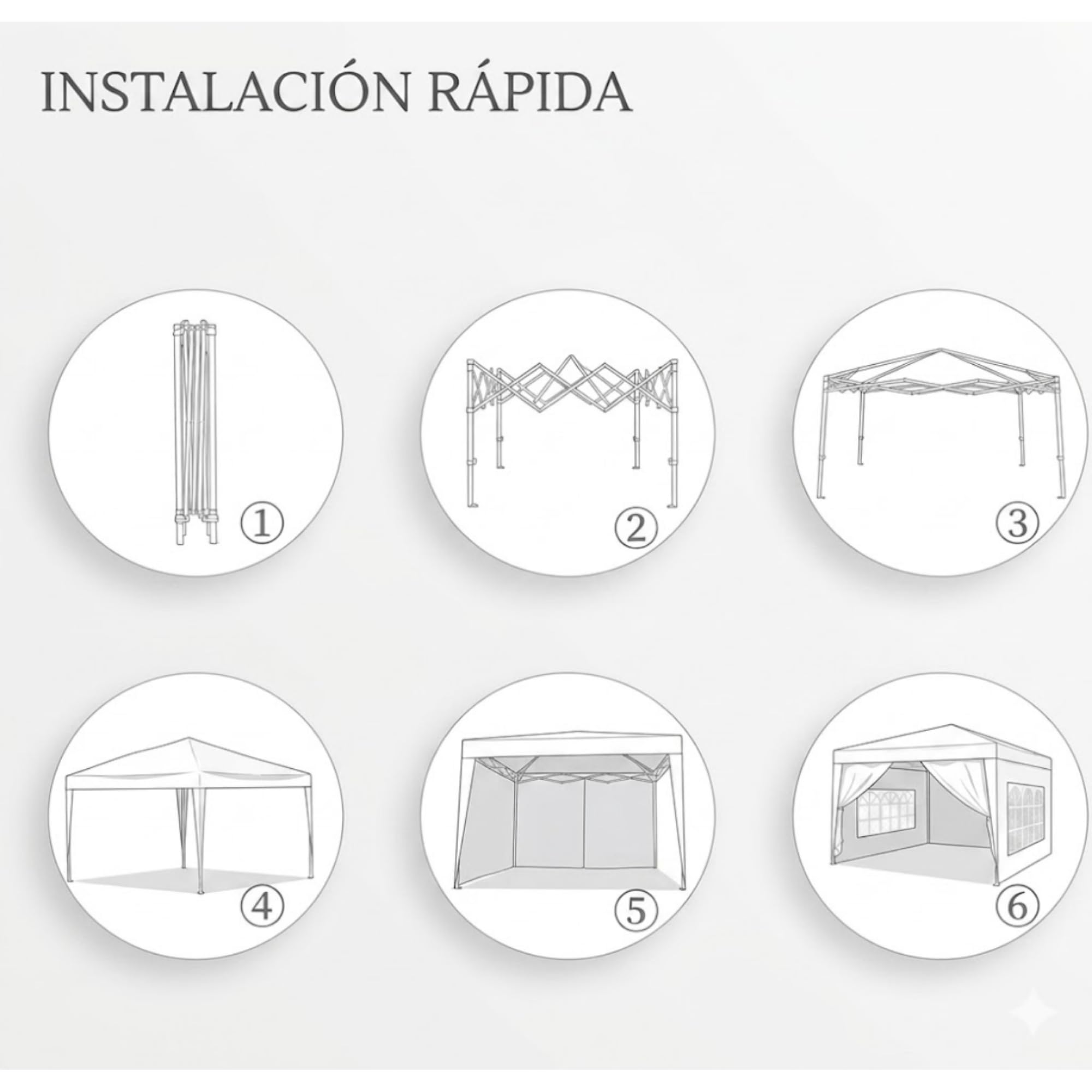 Carpa Plegable 3x6m Profesional XL - Cenador Jardín Gigante 18m² con 5 Paredes (Ventanas y Puertas) - Lona Oxford 210D Impermeable UV - Estructura Acero - Incluye Bolsa y Anclajes