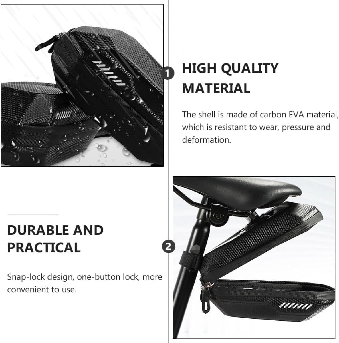 minkissy Waterproof Bike Seat Bag Cycling Saddle Tail Pouch Storage Pack for Mountain and Road Bikes