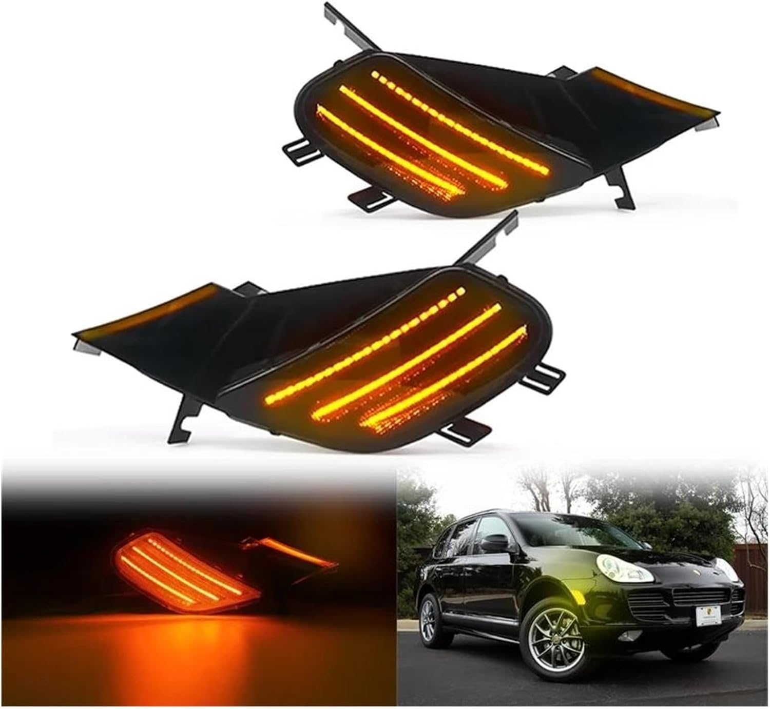 LED のためにカイエン 2003-2006 2 個ダイナミックアンバーカーアクセサリー Led 【読書灯】 サイド
