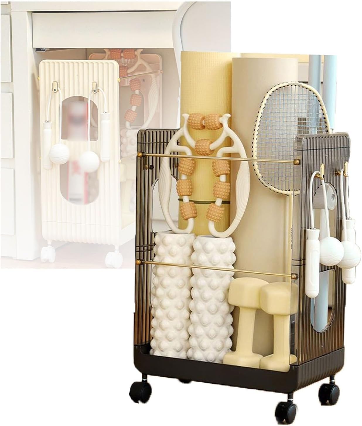 Support de rangement pour raquettes de tennis mobile à paniers modulables