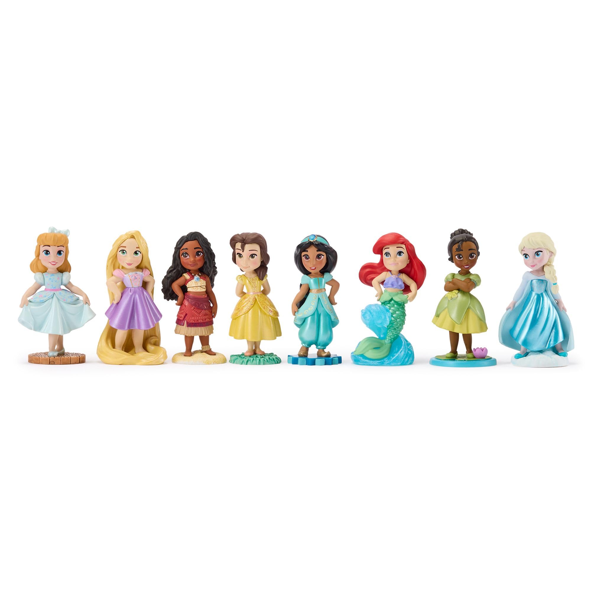 Disney Store Official Princess Figure Set, 8 Doll including Cinderella, Rapunzel, Moana, Belle, Jasmine, Ariel, Tiana & Elsa, Once Upon a Story Collection, Suitable for Age 3+