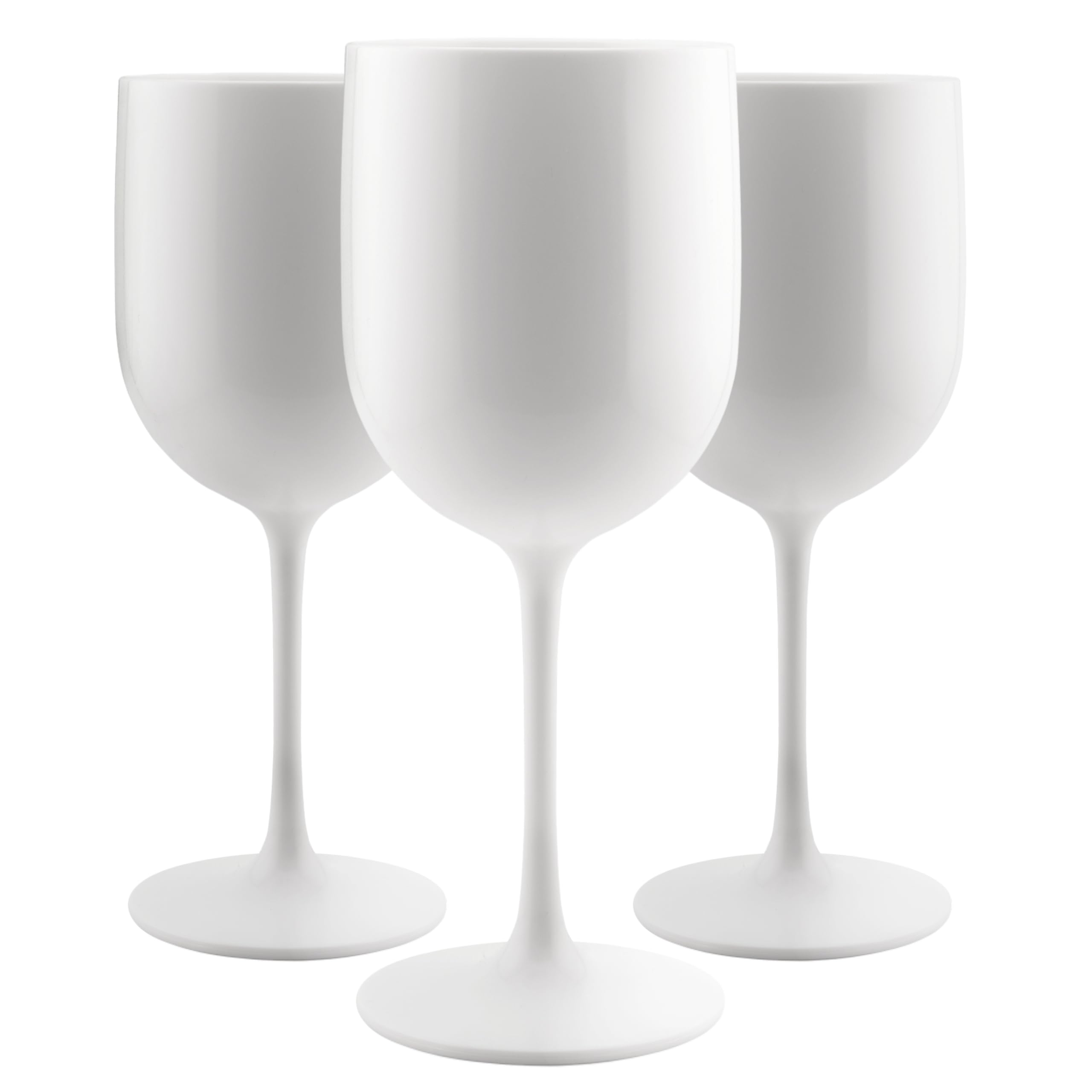 FOX&GRAPES Copas de vino de plástico blanco | Juego de 12 | Irrompibles/inastillables, reutilizables/reciclables, aptas para alimentos, aptas para lavavajillas, para cumpleaños y fiestas, 16 onzas