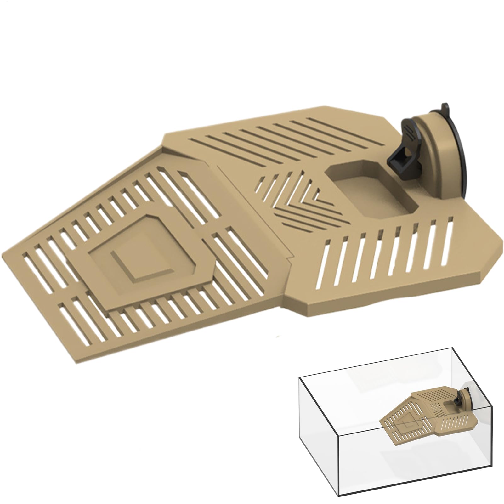 Rampa Para Escalar Tortugas: Muelle Estable Para Tomar El Sol, Muelle Para Reptiles De Alta Tracción, Soporte De Succión Industrial, Bandeja Para Refrigerios Integrada, Accesorio Para Hábitat Acuático — view 8