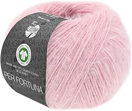 LANA GROSSA Per Fortuna GOTS Light Summer Fluffy Yarn with Cotton, Hand Knitting Yarn Made of 74% Cotton (Organic) and 26% Polyamide, 50 g Wool for Knitting and Crocheting, 190 m Yarn FB 36