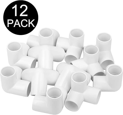 Miniatura 6 de Paquete de 12 accesorios de PVC de 3 vías de 1 pulgada de grado SCH40 para muebles, conector de tubería de PVC de 3 vías para estante de jardín