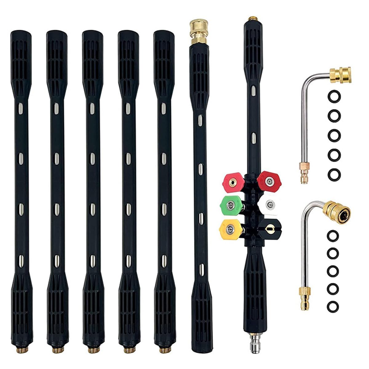 Juego de 9 herramientas de limpieza, varilla de extensión para hidrolavadora de 4000 PSI, boquilla de repuesto para hidrolavadora de alta presión, adecuada para lavar ventanas de techo.