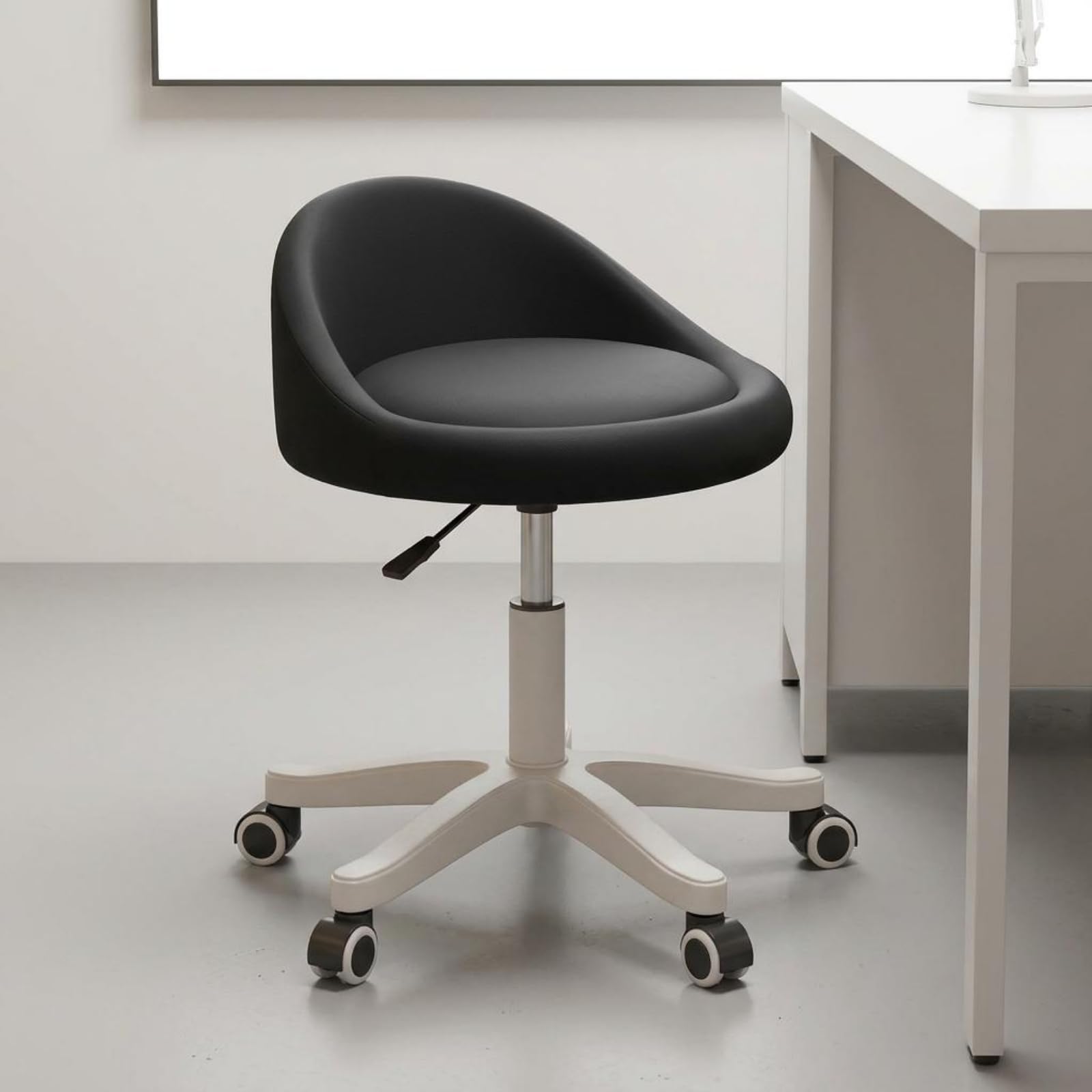 Sedia da Toeletta Regolabile Poltroncina Sedia Poltrona Seduta con Schienale Curvo Basso E Rivestimento Liscio con Cuscino Imbottito E Mobilità a, Regolabile, Marrone Caramello