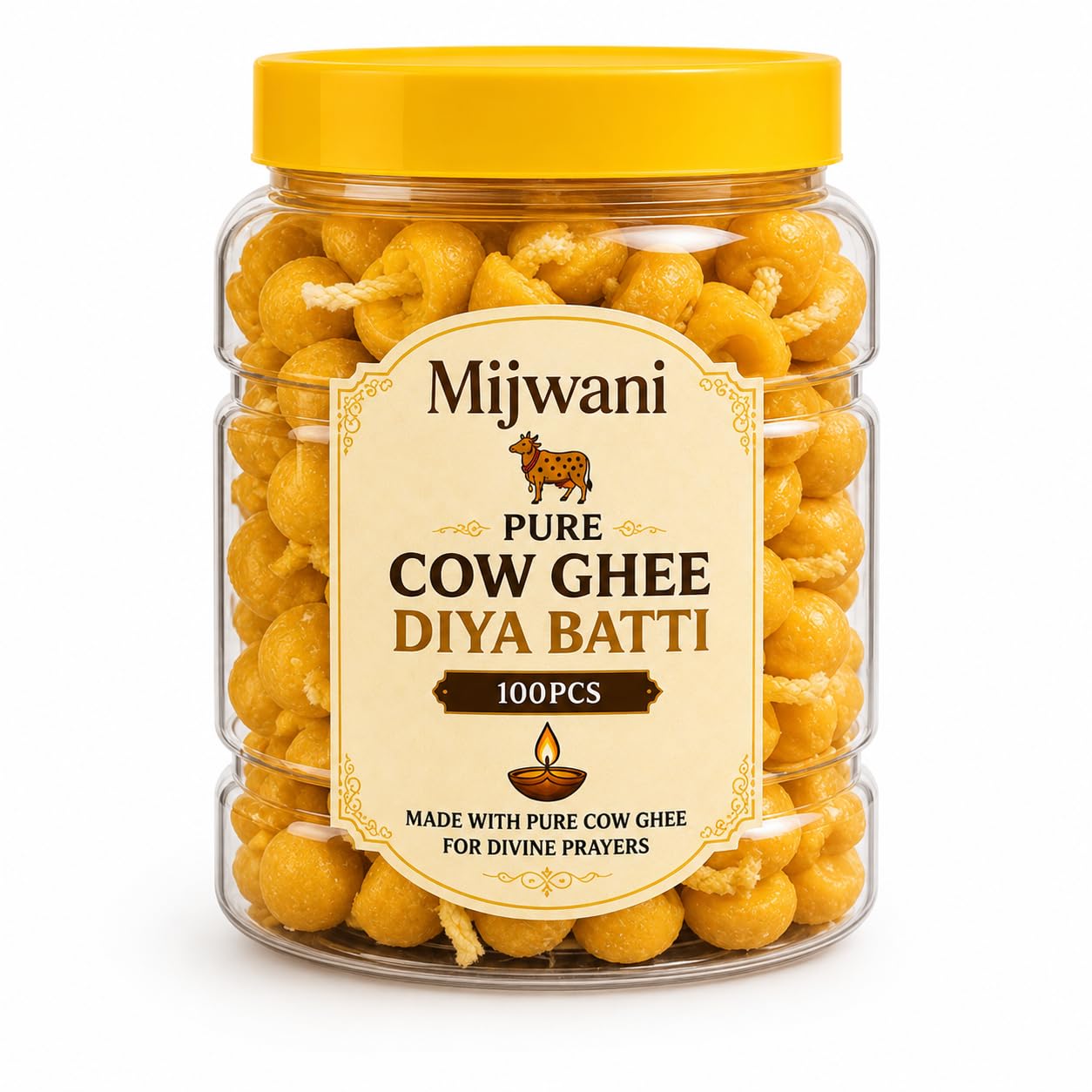 Phool Batti Cow Ghee Diya Batti for Puja,100% Wax Free Pooja Ghee Batti for Home Decoration, Festivals | Handmade Wicks - 100 Pcs Pooja Wicks-image-26