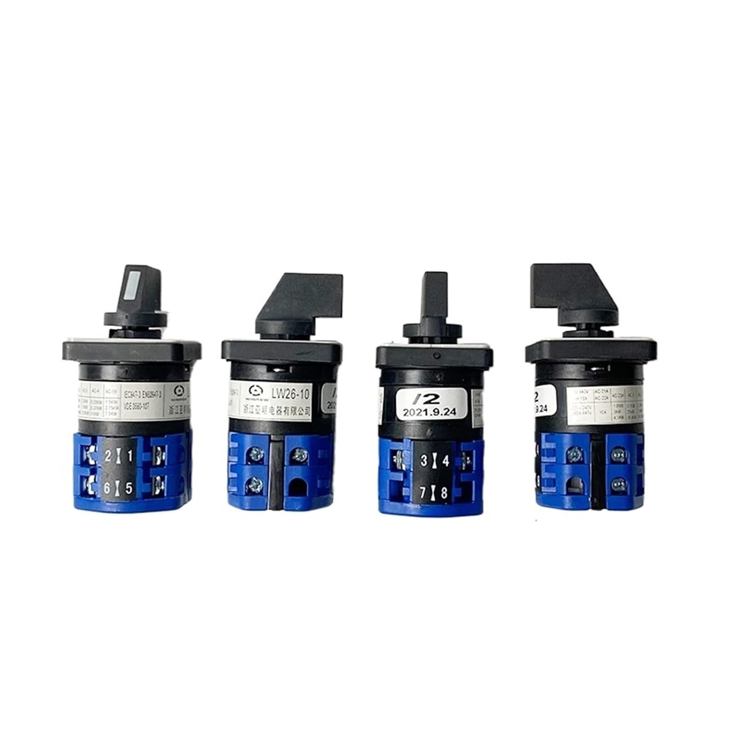 Universal Transfer Rotary Cam Switch 10A 3 Positions 2 Poles Power Supply One Out of Three Signal Control Selector LW26-10/2(Silver Panel)