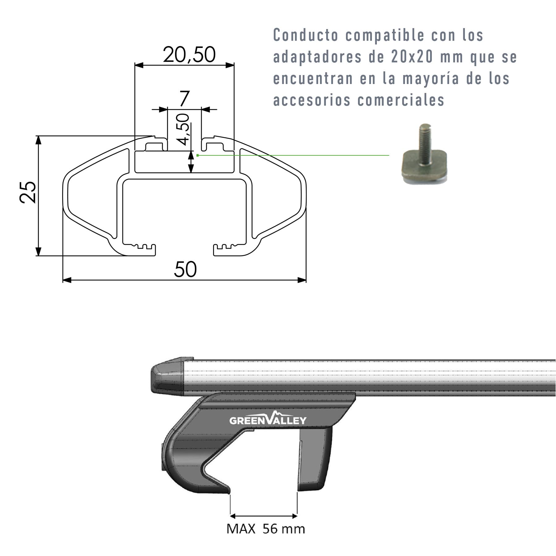 Barras portaequipajes portaequipajes preassemblate de Aluminio para coche con raíles Standard Integrados abiertos alcance 90 kg longitud cm. con 2 cerraduras antirrobo