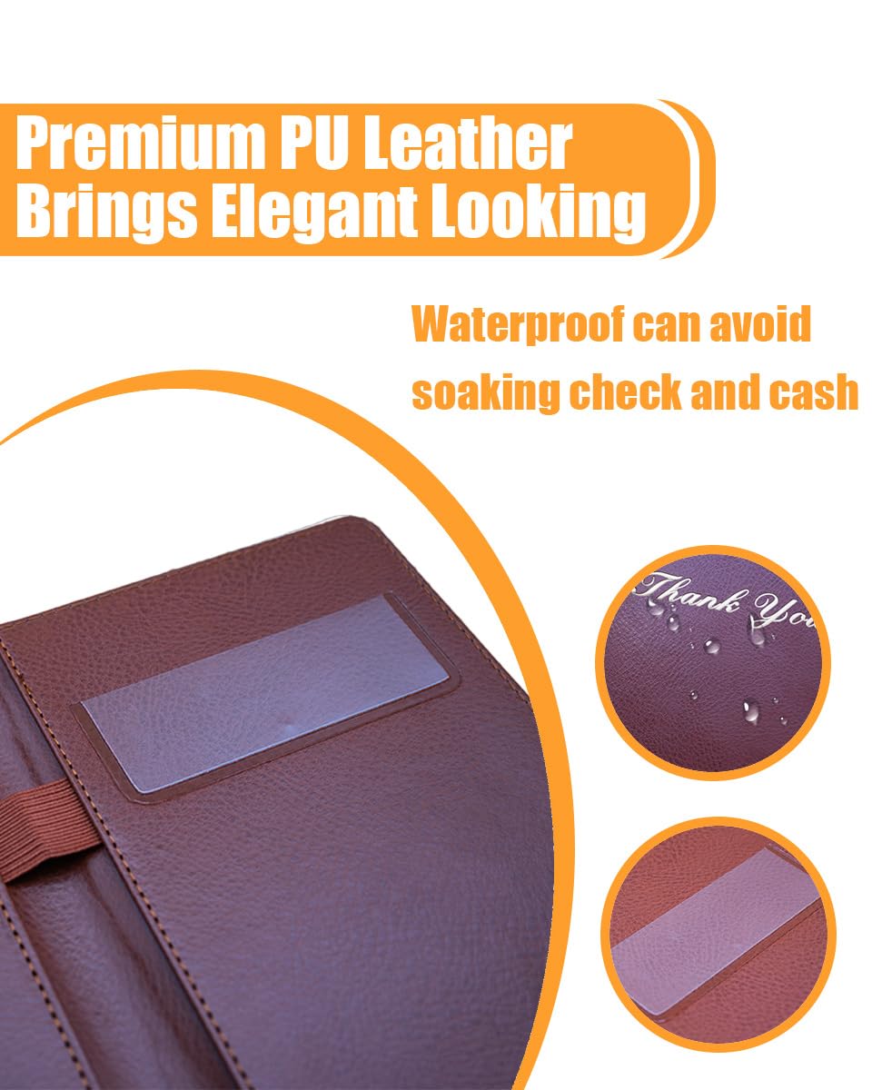 Goodsmart Check Presenters for Restaurant, PU Leather 5 Packs Guest Check Book Waitress Books for Servers (5 Packs, Brown)