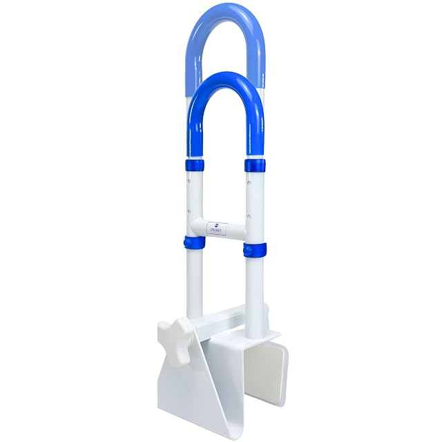 Adjustable Bathtub Handle for Elderly Sturdy Clamp-On Tub Grab Bar with 300lb Capacity Grab Bars for Bathtubs Shower