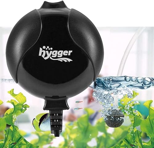 hygger Mini bomba de aire silenciosa para acuario Bomba de aire de oxígeno de 1.5 vatios para pecera de 1 a 15 galones con clip de tubo de aire de