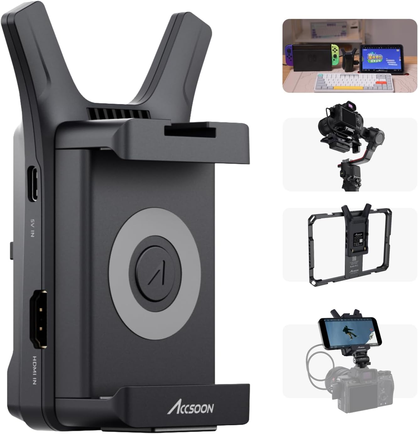 Accsoon CineView Nano Wireless Video Transmitter, 5G HDMI Video Transmitter 1080p60 500ft Range 60ms Latency, Compatible with RS2/RS3/RS3 Pro/Switch/DSLR, Support iOS/Android-4 App Monitoring