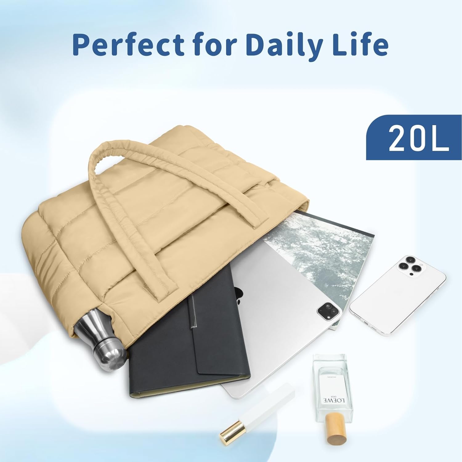 TOPDesign Puffer Tote Bag for Women, Lightweight Puffy Handbag with Compartments, Quilted Shoulder Bag for Work, Travel, Gym - Image 8