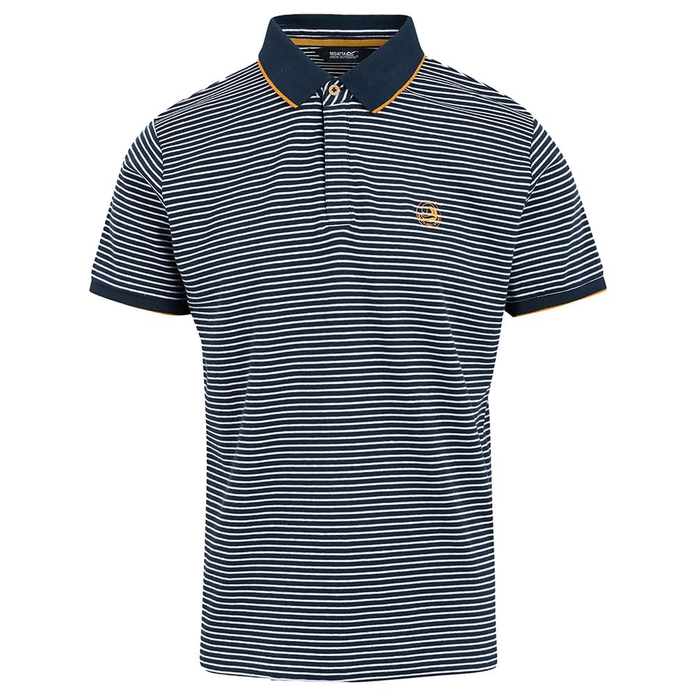 Regatta Men's White/Navy Tiver Striped Polo Shirt (S) ()
