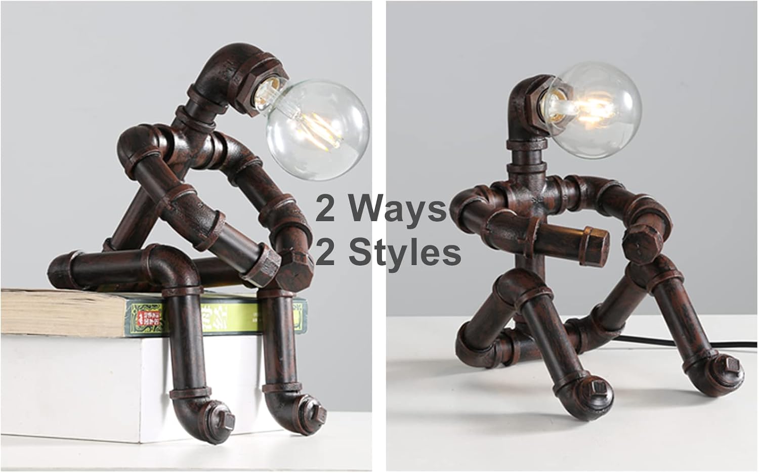 Kaj Hejmo Water Pipe Table Lamp Robot Style Retro Industrial Steampunk Rustic Table Light