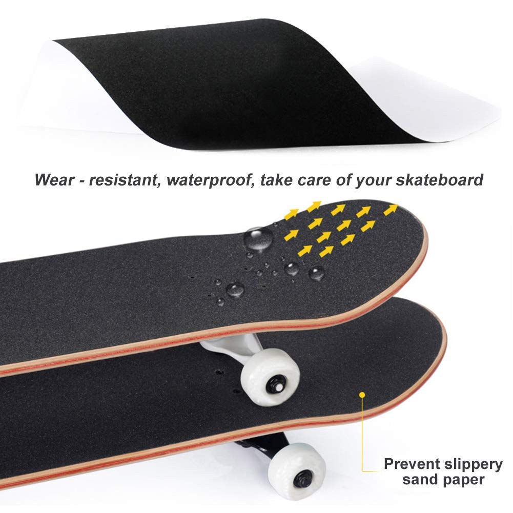 Cinta de Agarre PVC Patinetas Profesional Antideslizamiento Eléctrico Scooter No Burbujas Perforado Cubierta Hoja Partes Ugh Papel Lija Adhesivo (Negro) - Negro