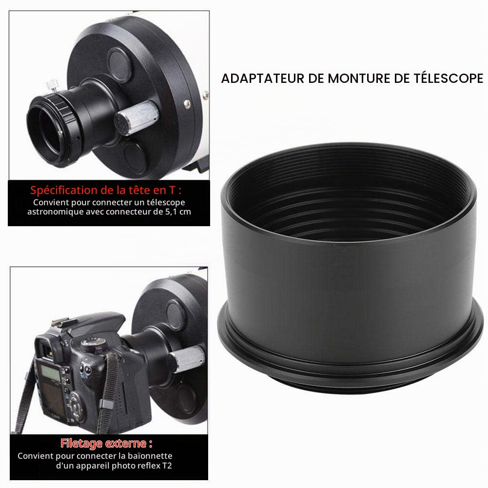 Topiky Bague Adaptateur oculaire de télescope d'astronomie, Professionnel 2 Pouces à T2 M42 * 0.75mm Tube d'extension Tube Adaptateur Bague Anneau d'objectif Adaptateur de caméra oculaire