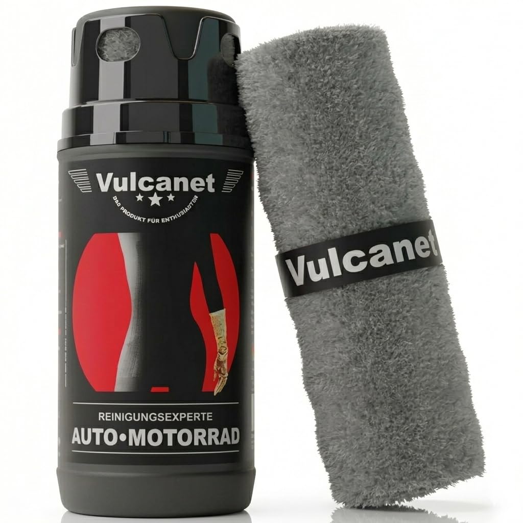 VULCANET Auto & Motorrad Reinigungsset für Experten, 80 Reinigungstücher + Inklusive Mikrofaser & Detailing Bürste – Reinigt, Poliert, Schützt – All-in-One Reiniger Karosserie, Felgen, Innenraum