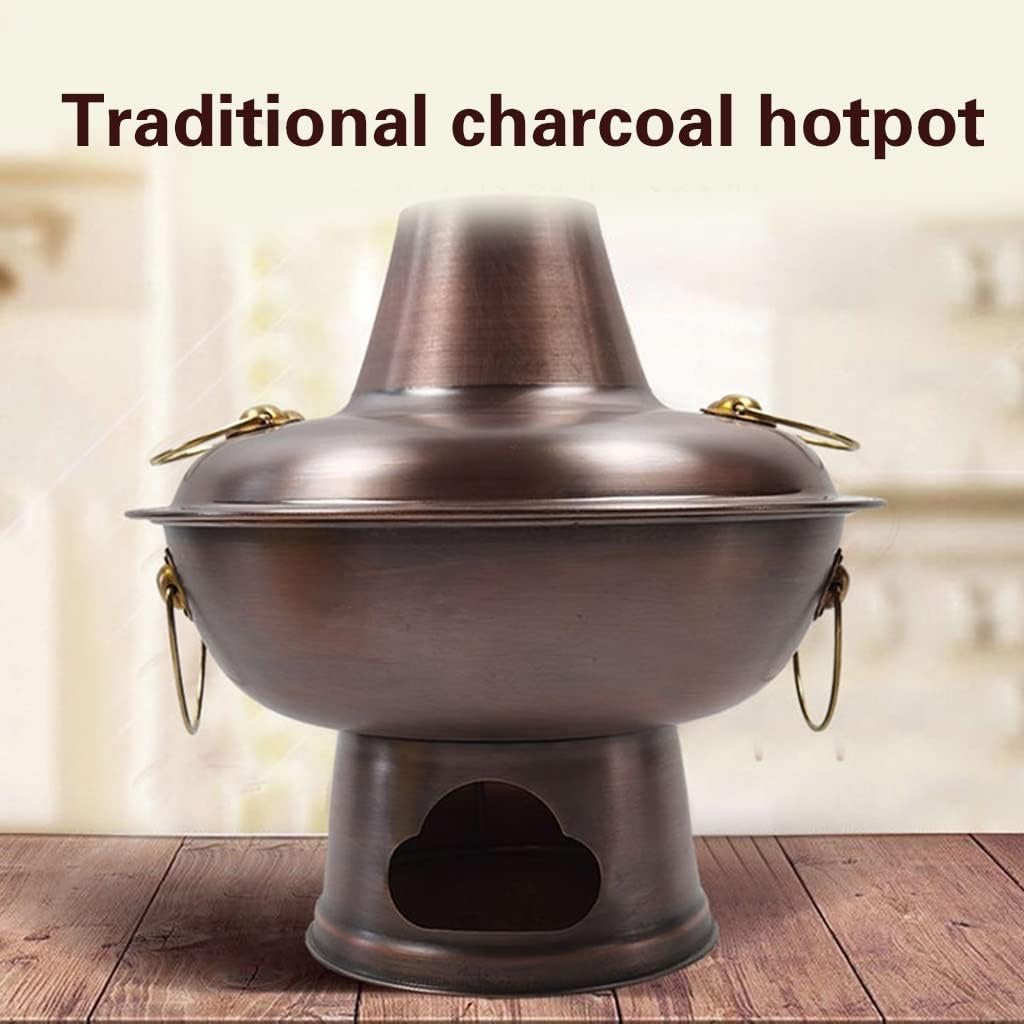 Chinese Hot Pot,Copper Hot Pot, Old Copper Hot Pot,Old Style Full Copper Hot Pot, Charcoal Heating, Suitable For Family Dinner, Friends Gathering, Camping, New Year Gift(38cm)