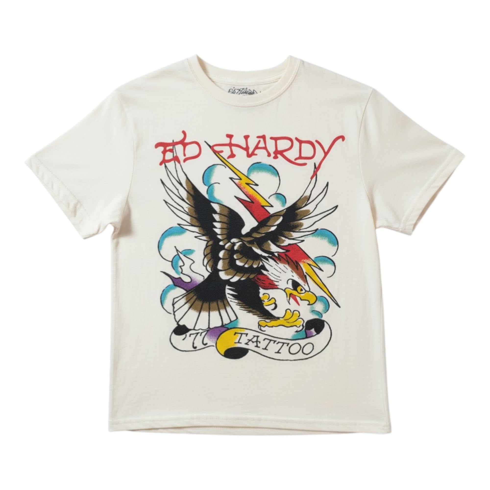 Photo 1 of ED HARDY Men's '77 Eagle Graphic Tee in Ivory EMHR1100-18 (US, Alpha, Medium, Regular, Regular, Ivory)