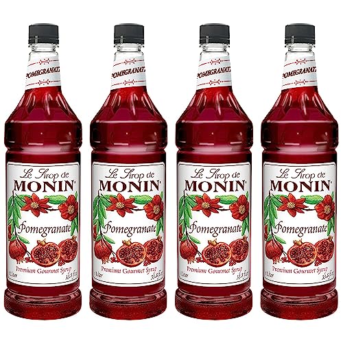 Monin - Pomegranate Syrup, Tart and Sweet, Great for Cocktails and Teas, Gluten-Free, Non-GMO (1 Liter, 4-Pack)