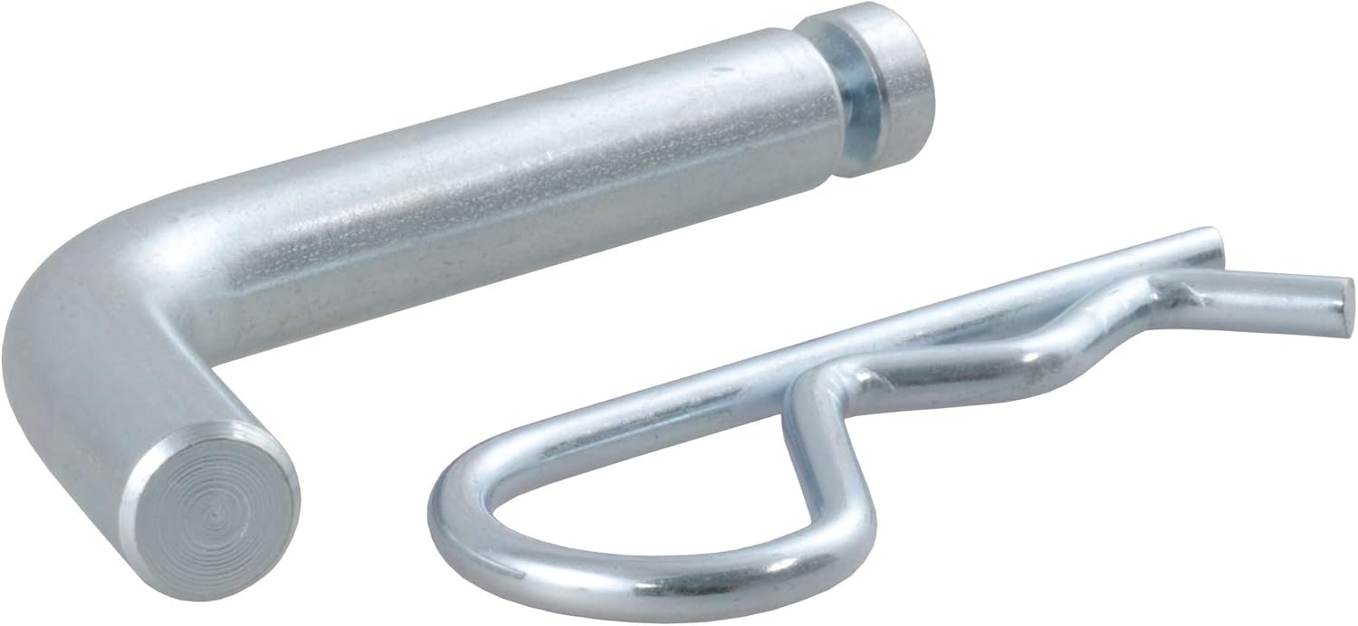 CURT 21403 Trailer Hitch Pin & Clip with Grooved Head, 1/2-Inch Diameter, Fits 1-1/4-Inch Receiver, Clear ZINC