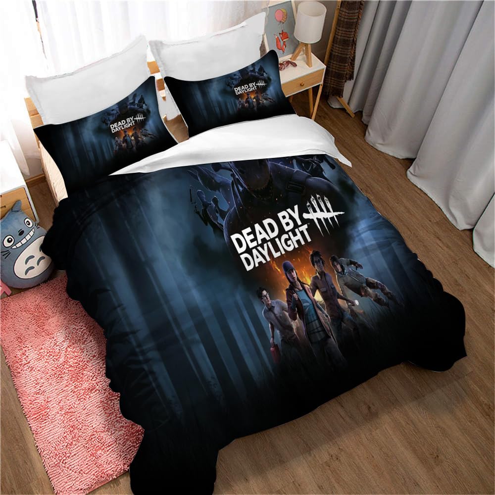 Ste-X Duvet Cover Dead By Daylight 2 Pillowcases Home Dormitory Warm Soft Smooth Side Zipper 3 Piece Bedding Set (220x230cm(King),DBD 06)