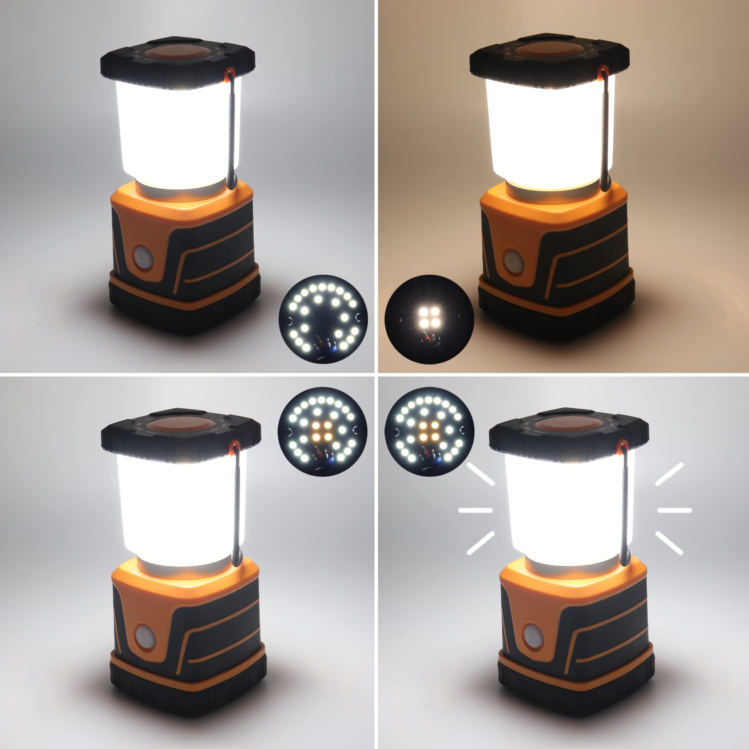 Lámpara LED de camping superbrillante de 1500 lúmenes, 4 modos de luz, reflector regulable, lámpara de emergencia alimentada por baterías, adecuada para excursiones nocturnas, tienda de campaña