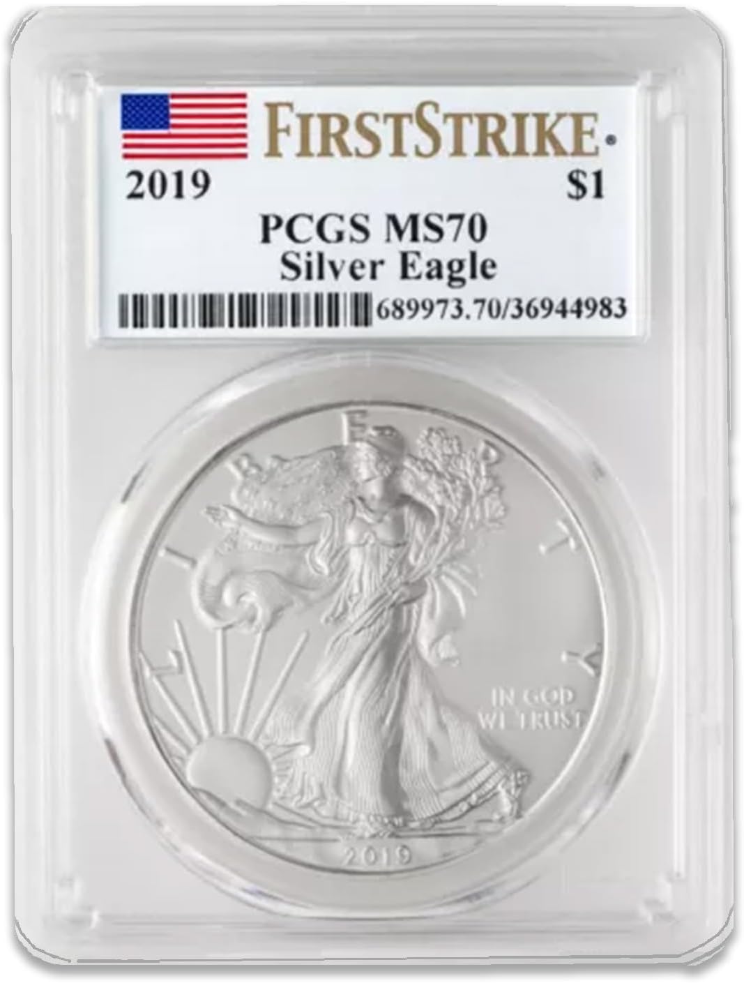 USA 2019 $1 American Silver Eagle Coin MS70 PCGS - First Strike Mint