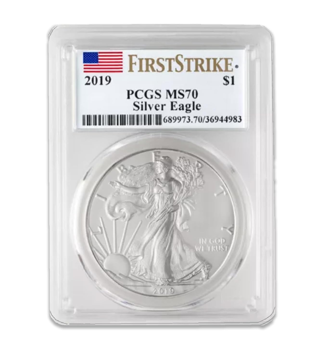 USA 2019 $1 American Silver Eagle Coin MS70 PCGS - First Strike Mint
