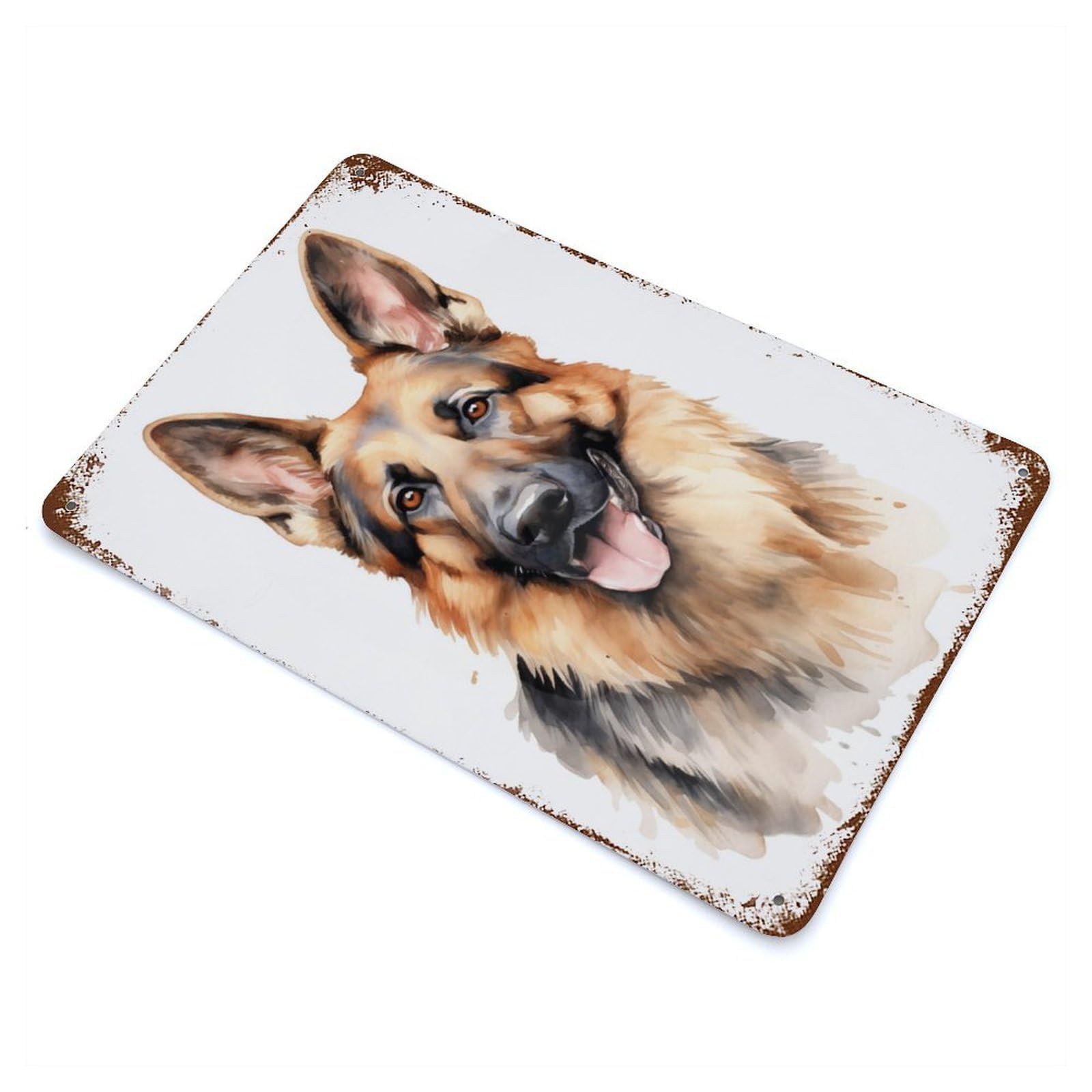 German Shepherd Portrait Vintage Rust Metal Sign 11.8"x7.9", Farmhouse Wall Decor for Garage, Pub Or Kitchen