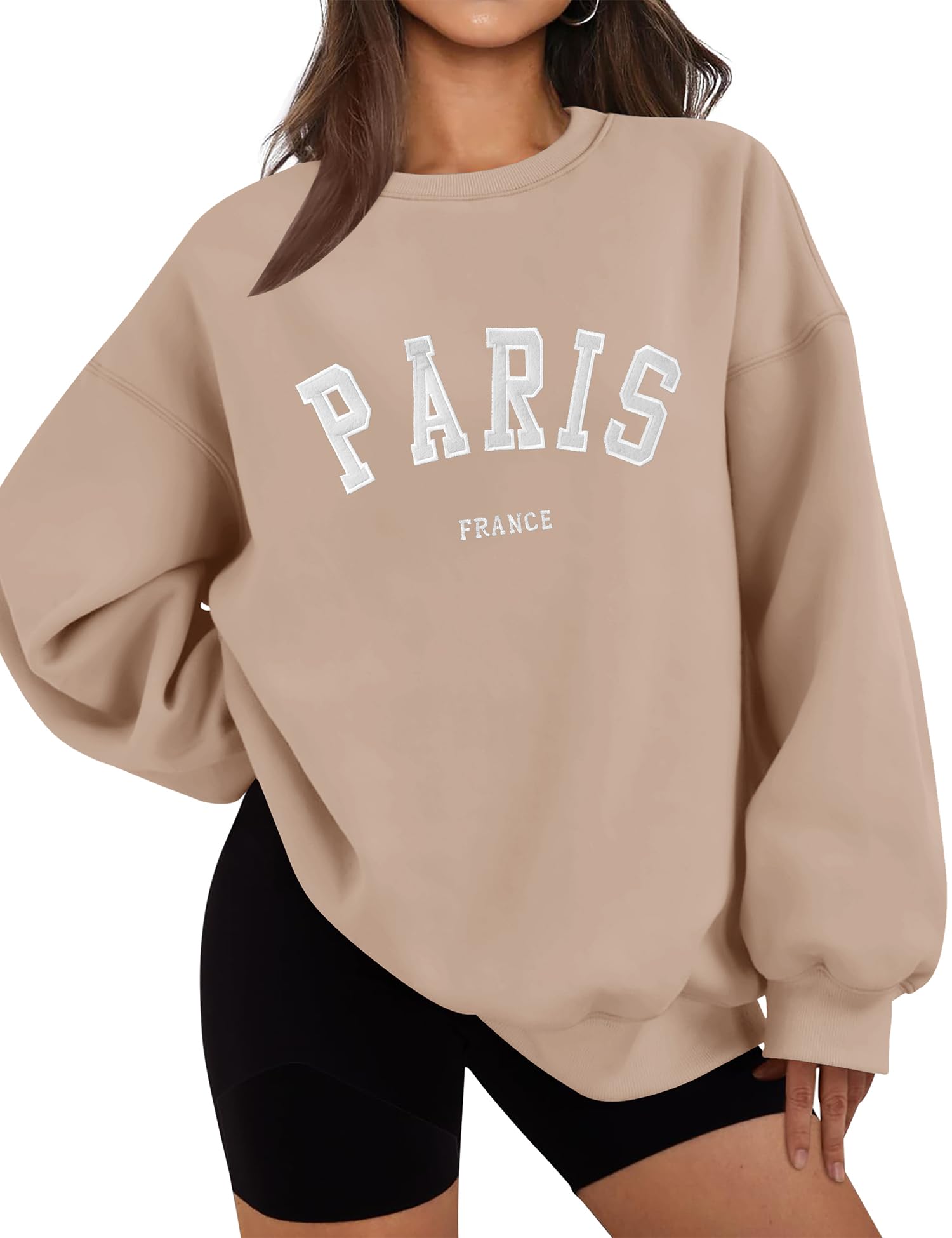 LOMON Oversized Embroidered Fleece Top