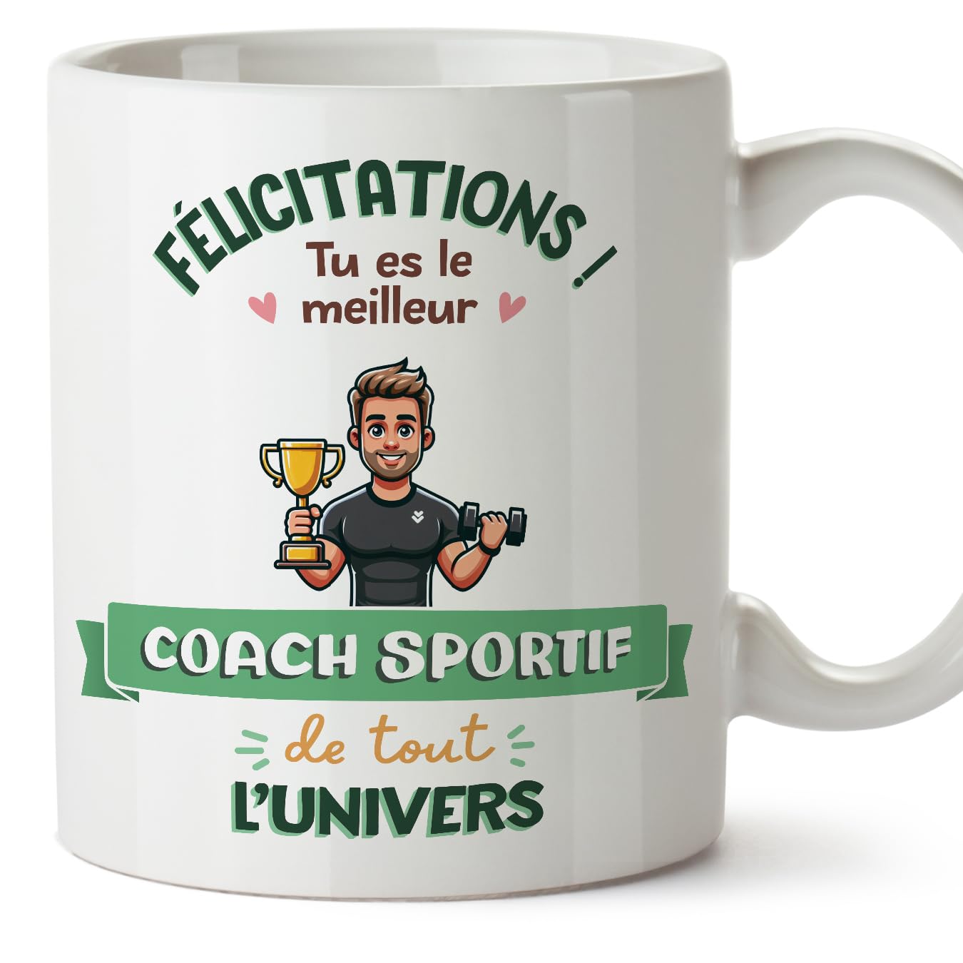 MUGFFINS Fitness Instructor Man Mug - in French - Meilleur Univers Trophée - Funny Gift for Colleagues - Ceramic 11oz Mug — image 1