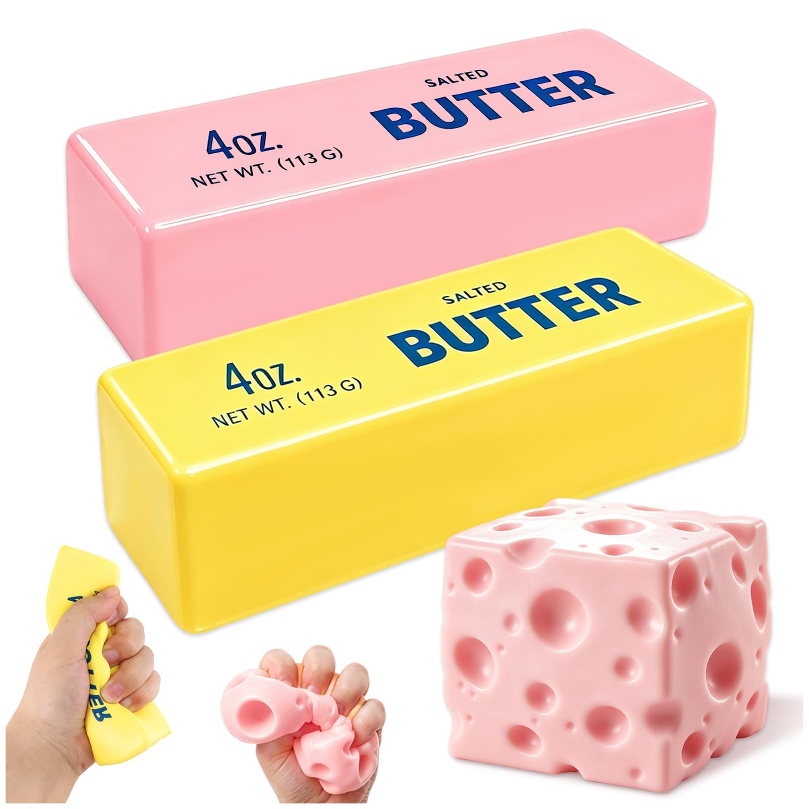 5 Pcs Glitter Squishy Sensory Toy, Butter Cheese Squishy Set