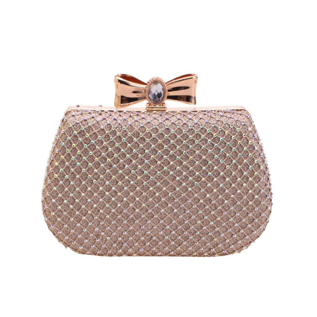 Bolso de Fiesta para Cena con Diamantes de Malla con Incrustaciones de aleación Bolso de Mano para Mujer de Europa y Estados Unidos Bolso de Mujer con Lazo,D-1