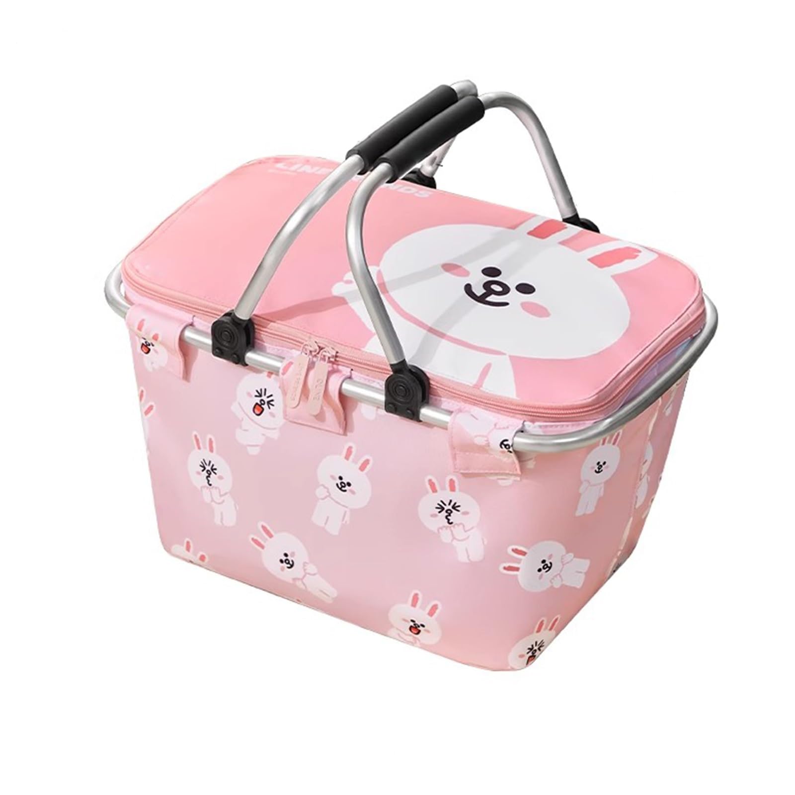 Cesta Picnic Aisladas, Bolsa de Picnic de 25 L, Bolsa Térmica Plegable, con Asa Resistente, Perfecta for Acampar y Viajar en Autocaravana(Pink)