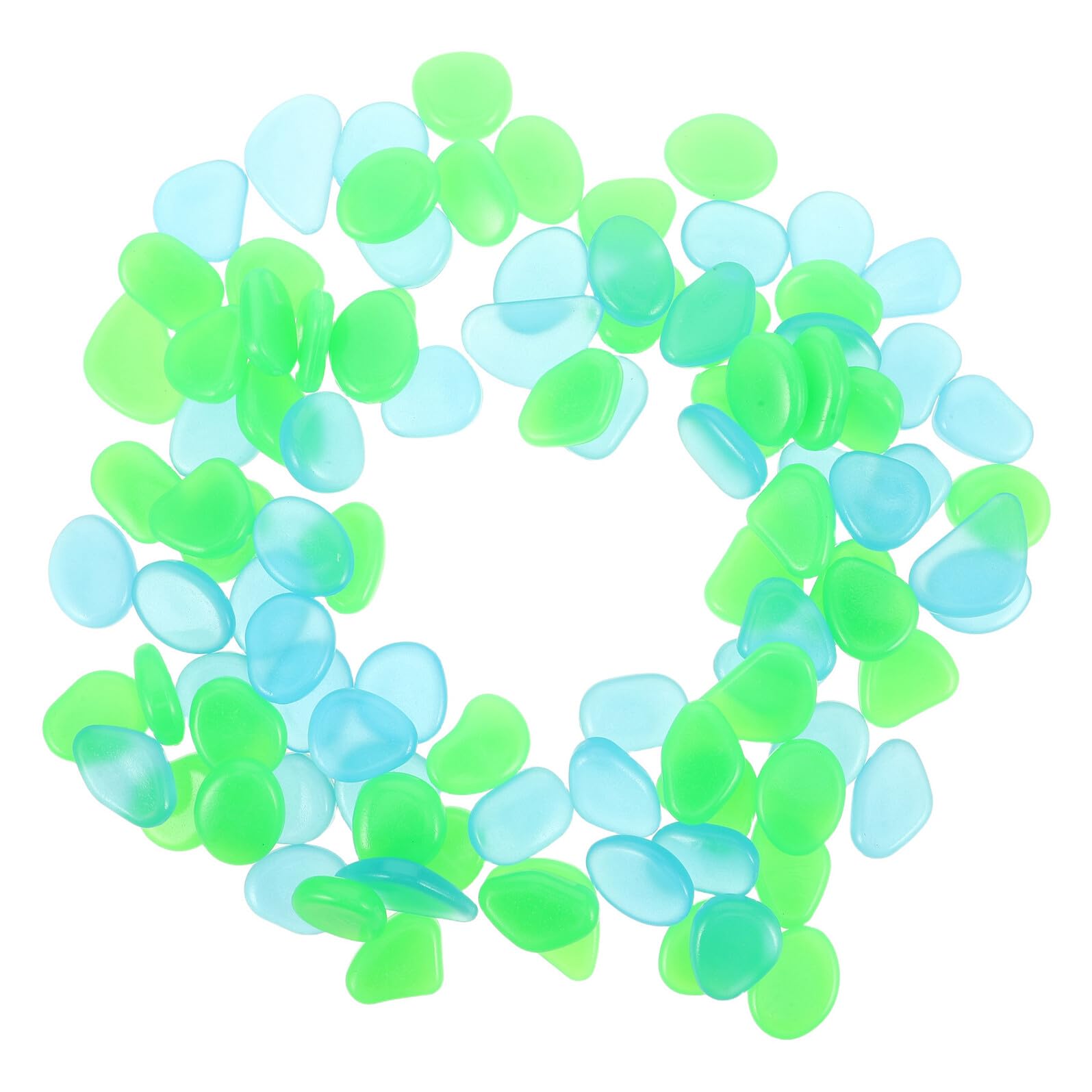 GALPADA 500 Piezas Piedras Luminosas para Jardín y Acuario Guijarros Brillantes para Decoración Exterior Rocas Fluorescentes Seguras para Peceras y Senderos