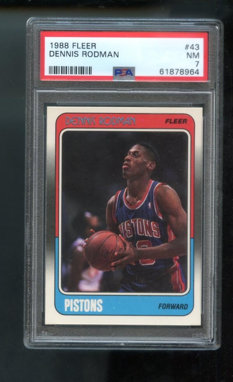 1988-89 Fleer #43 Dennis Rodman Piston ROOKIE RC NM PSA 7 Graded Basketball Card