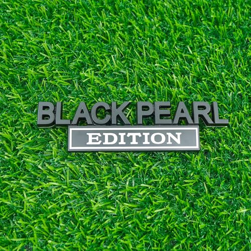 Image of Pair Set Black Pearl Edition Emblem 3D Letter Fender Tailgate Badge Decal Sticker Nameplate for Universal Vehicle, Car, Truck, SUV Motorcycle Accessories (Black White)