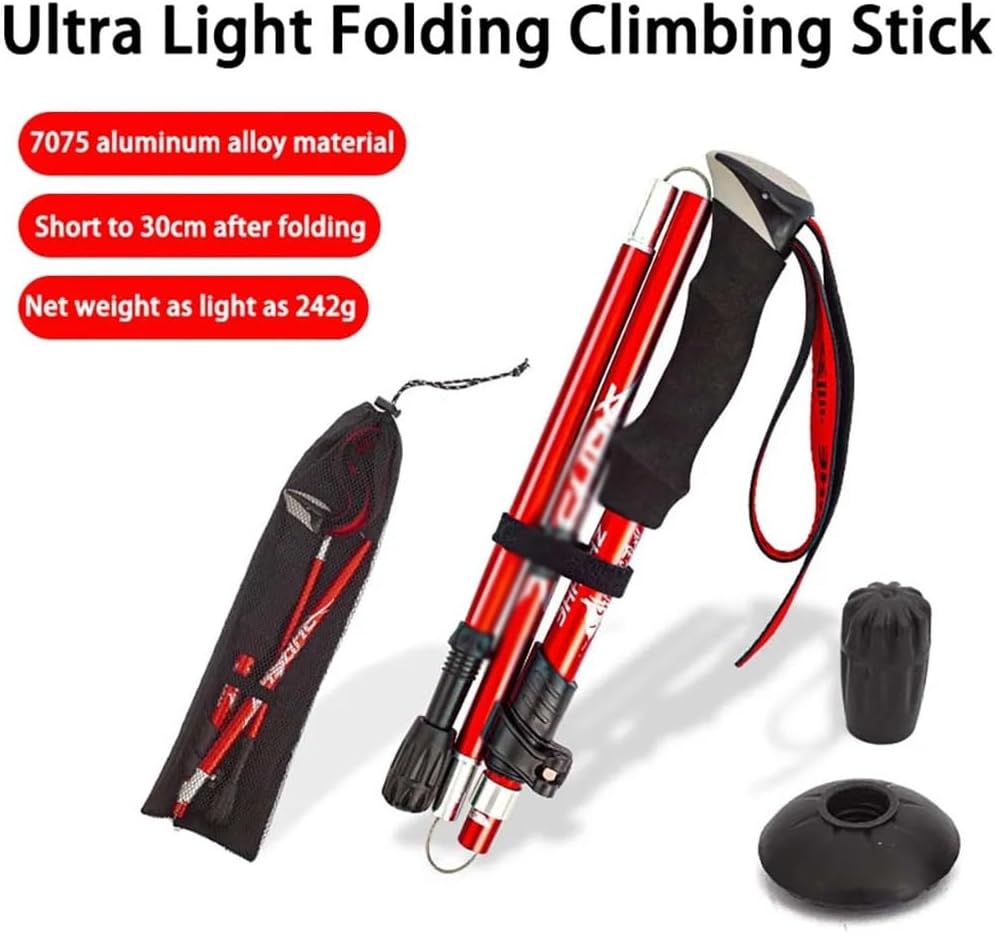 Trekking Pole Folding Multifunction Shock Alpenstocks Outdoor Hiking Climbing Cane