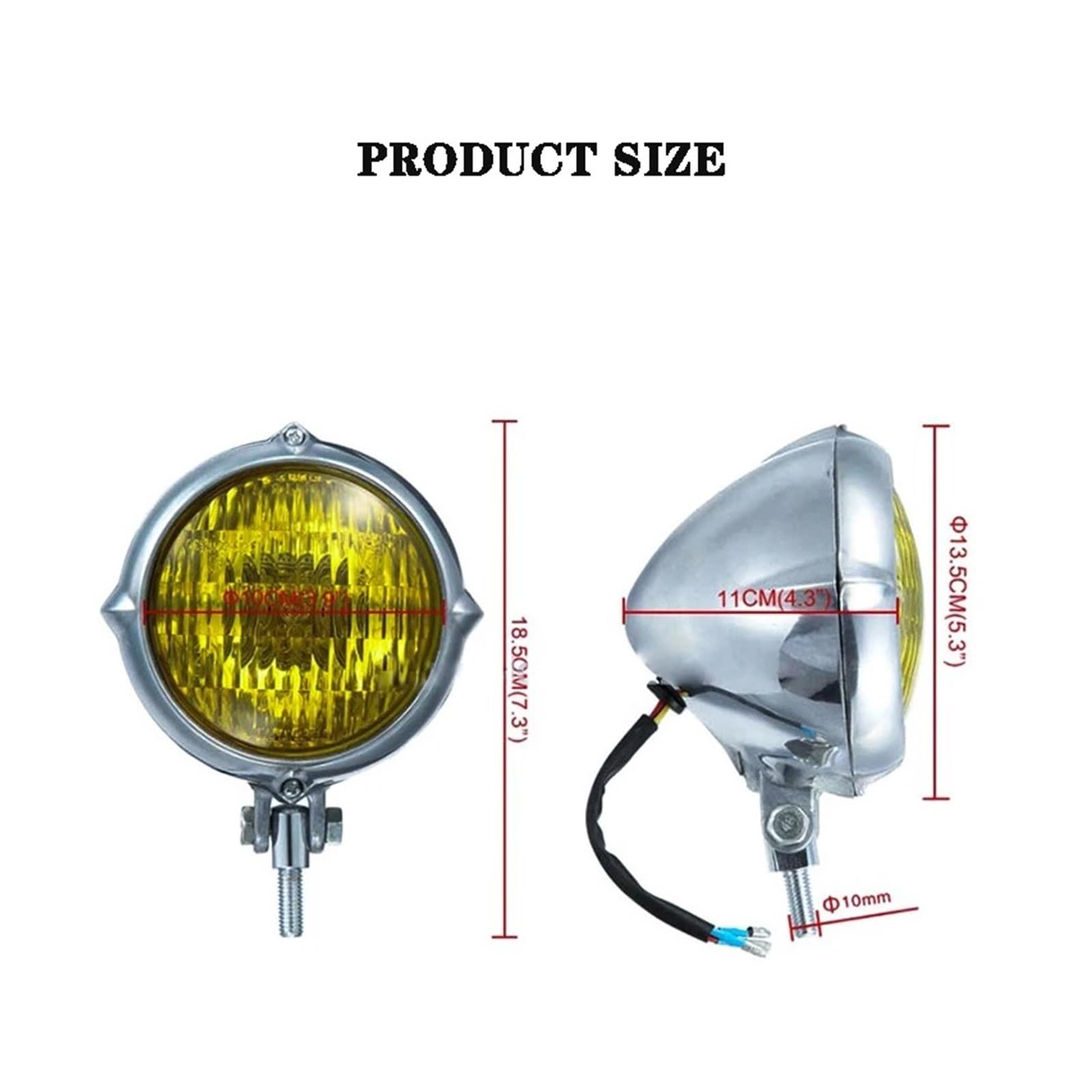 Fari Anteriori Per Moto Faro Vintage Per Motocicletta Per Cafe Racer Custom Bobber Fari Retrò Alogeni Evidenzia Giallo Bianco(B)