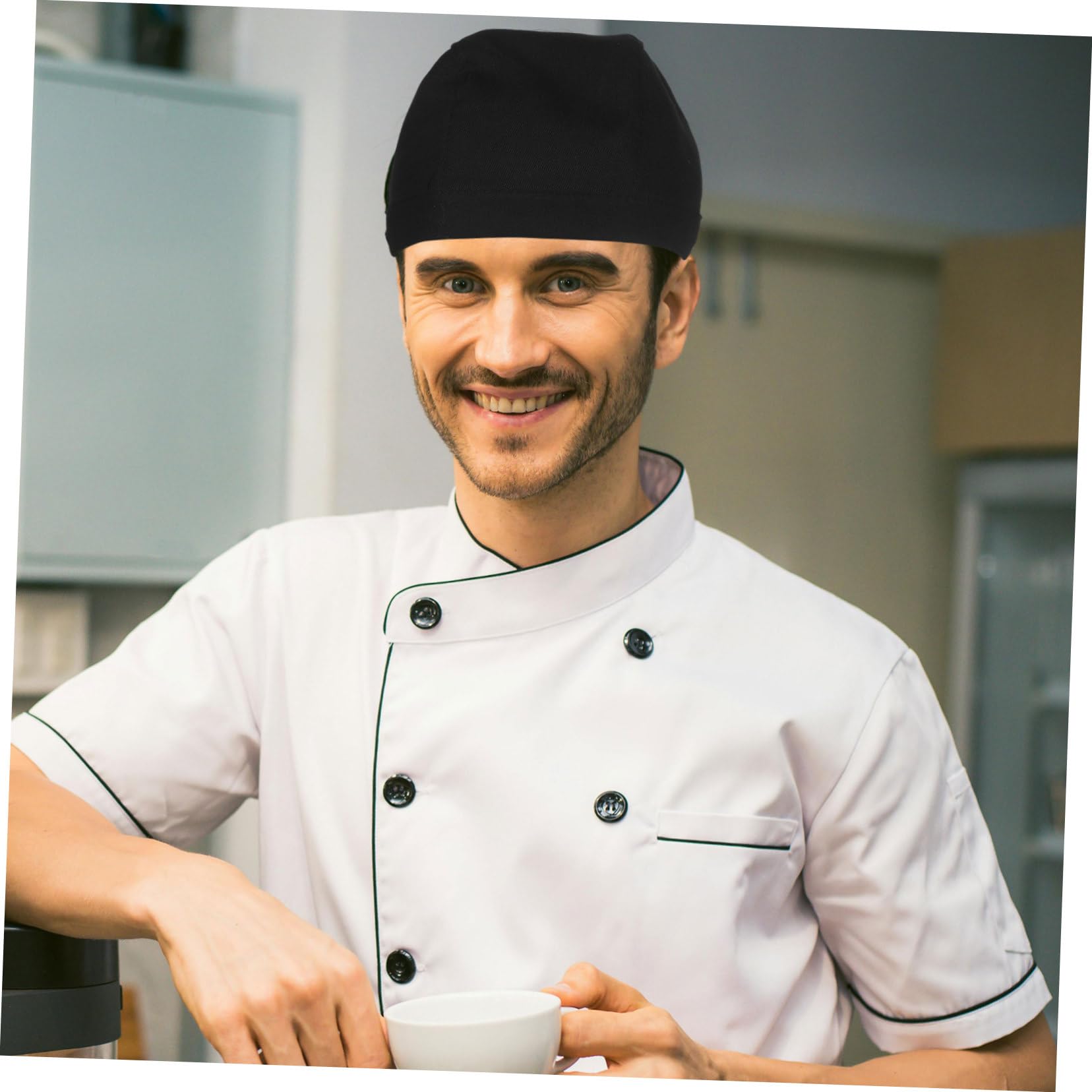 GALPADA Cappello da Chef in Cotone Nero, 6 Pezzi, per Ristorante | Sala da Pranzo e Cucina, Stile Semplice e Classico, Adatto a Chef di Ristorante