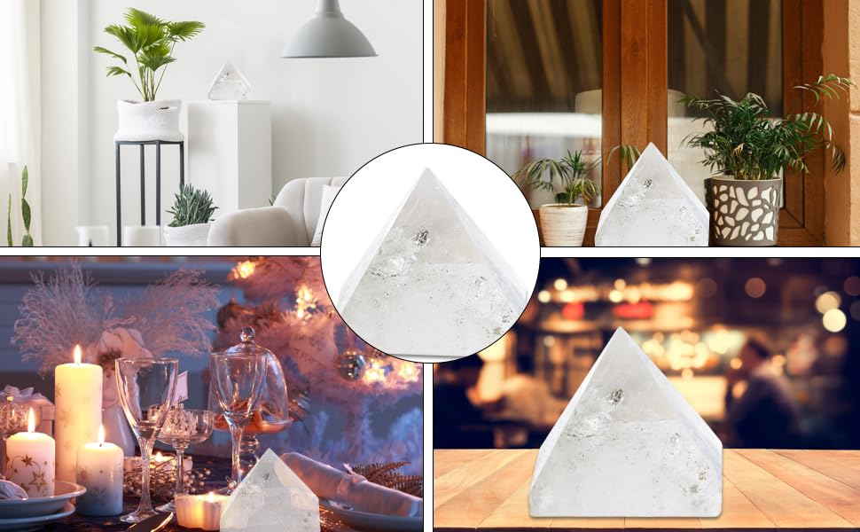 Leku Natural Crystal Mini Pyramid 3×3×1cm Crystal Stone Transparent Pure White Sculpture Pyramid for Room Decor Spiritual Gifts - Image 4