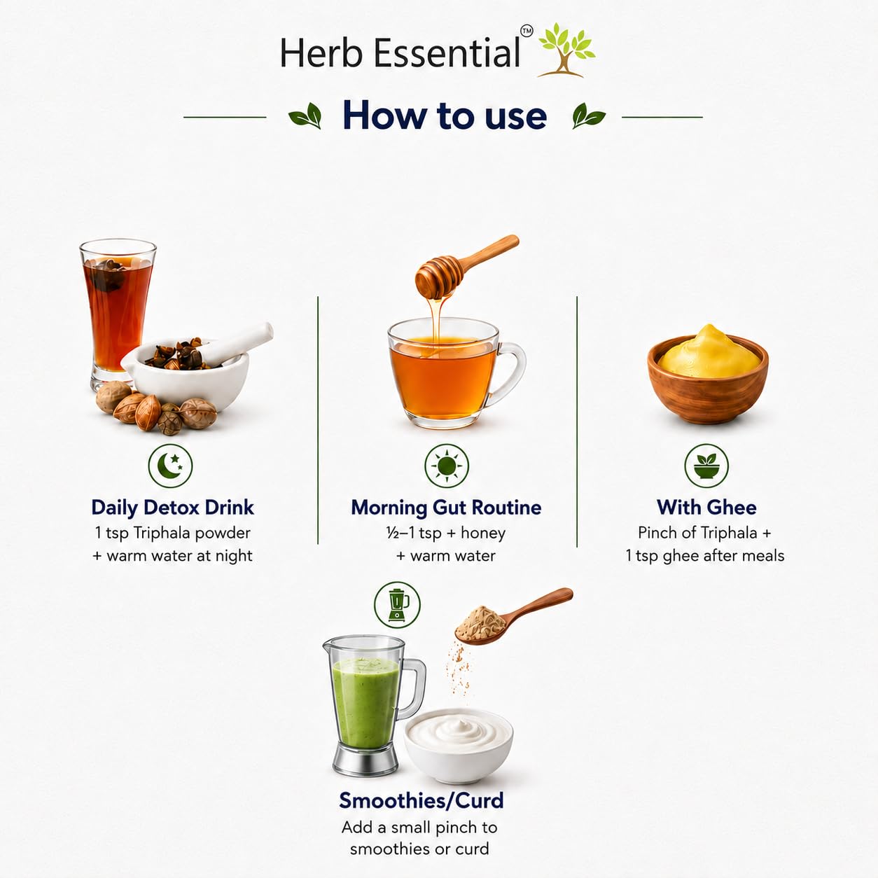 Herb Essential Triphala Powder 100g | Ayurvedic Triphala Churna Herbal Supplement | Supports Digestion, Healthy Gut, Constipation, Acidity & Bloating | Pure Organic Herbal Powder 3