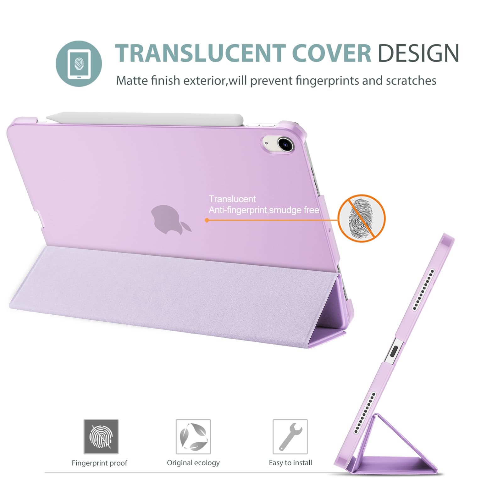 ProCase Cover iPad Air 11 Pollici M3/M2 2025/2024, Custodia iPad Air 5a 4a Gen (10,9 Pollici Modello 2022/2020), Supporta Ricarica di Pencil 2 Smart Cover Leggero Auto Svegliati/Sonno -Violetto