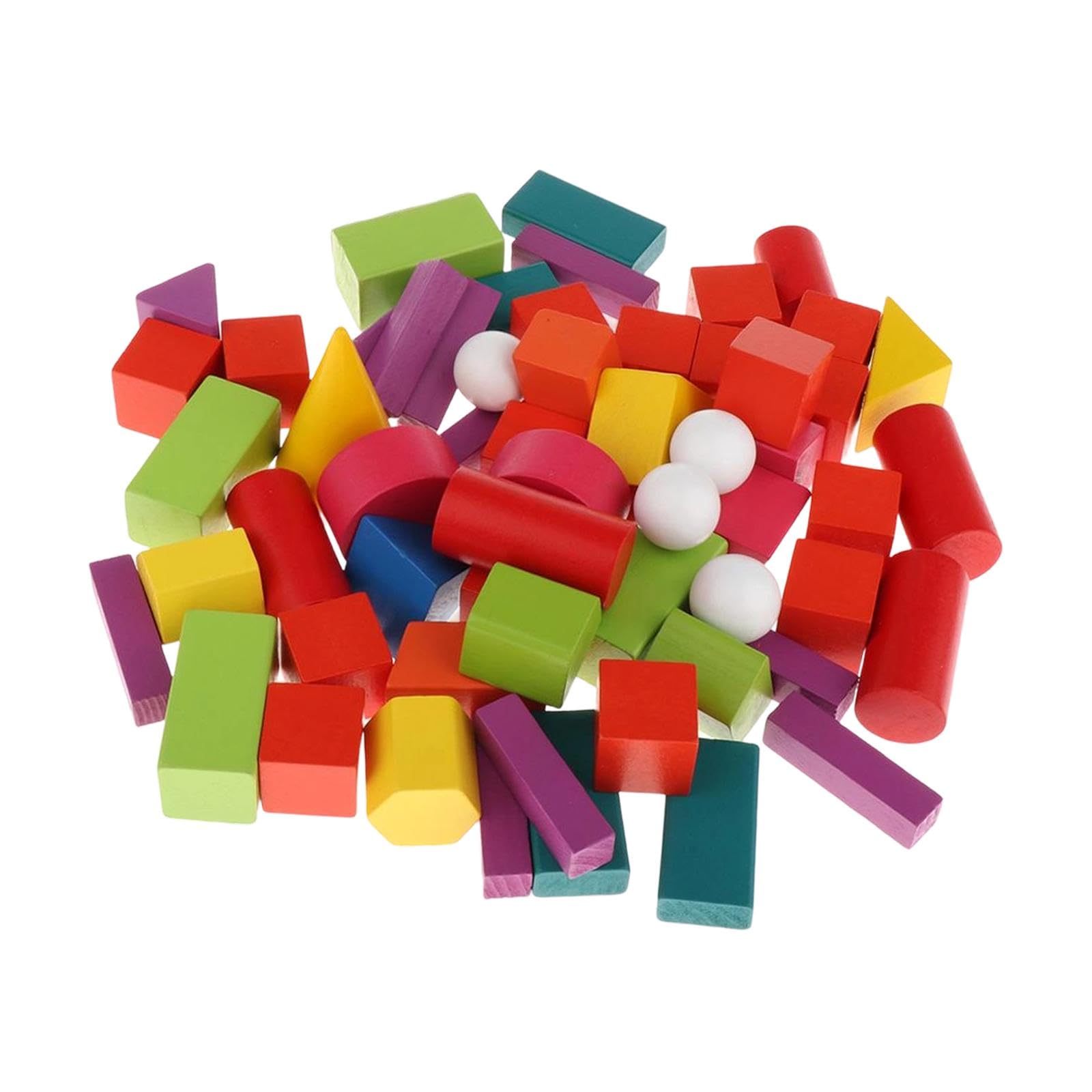 Colcolo 60 Blocchi Geometrici in Legno con Forme 3D per Bambini, Materiale Didattico per La Matematica, per La Scuola Elementare E